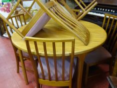 McIntosh teak effect light wood mid Century extending dining table and set of six chairs