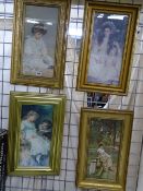 Four gilt framed prints - various depictions of young girls and children