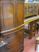Walnut reproduction cocktail cabinet with brush slider and a mid Century teak drop leaf gate leg