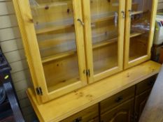 Maple Waring of London modern heavy pine triple glazed door sideboard