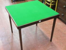 Green baize topped folding card table