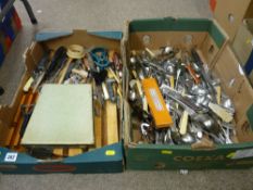 Two boxes of EPNS, stainless steel and other cutlery