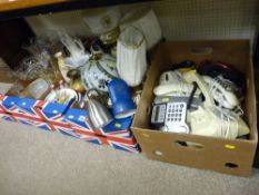 Large parcel of miscellaneous to include vintage telephones, table lamps, glassware and porcelain