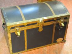 Banded dome topped trunk (pirate style), 31 x 20 x 18 ins