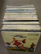 Crate of vintage LP records, mixed compilations, classical and artists including Ella Fitzgerald,