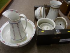 Wash jug and bowl with potty set and one other minus the washbowl