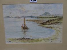 J LAMONT three framed watercolours - mainly maritime scenes etc, 19 x 27 cms