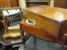 Victorian mahogany bidet/baby bath? with pottery insert and a mahogany swing toilet mirror