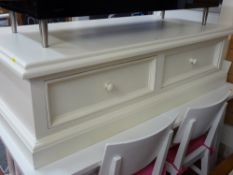 White twin drawer large coffee table