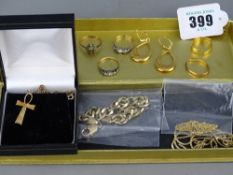 Mixed quantity of gold jewellery including 26 grms at nine carat, 2 grms at eighteen carat, 4 grms