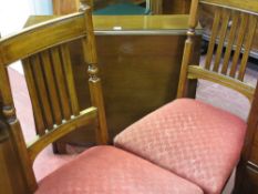 Slim drop leaf dining table and two matching upholstered dining chairs