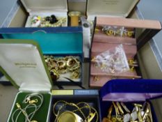 Quantity of vintage costume jewellery, gent's cufflinks, a stainless steel lady's watch and one