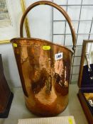 Vintage copper coal scuttle with swing handle