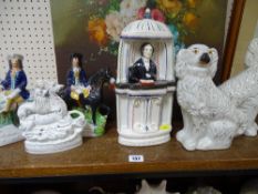 Parcel of Staffs flatbacks including a pair of dogs, 'Spurgeon', 'Tom King', 'Dick Turpin' etc