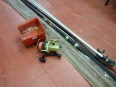 Red Wolf 667FG longcast spool rods and stand