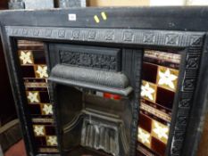 Victorian style cast iron fire surround and grate with plinths