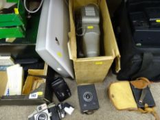 Large parcel of photography equipment including Brownie cameras, box cameras, slide equipment etc
