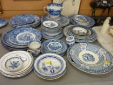 Quantity of decorative blue and white pottery and porcelain, various manufacturers