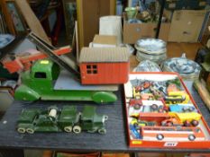 Vintage tinplate mobile crane truck, a Britain's military wagon and a mixed quantity of Dinky and