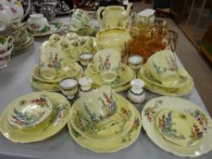 Paragon part teaset, a Crown Staffs enamel decorated part tea and breakfast set with eggcups, five
