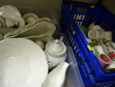 Two tubs and a crate of mixed assorted porcelain