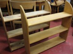 Pair of pine three shelf wall hanging shelves