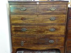 Mahogany chest of two over three drawers with oval drop handles
