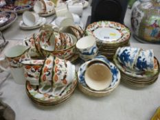 Victorian part teaset and a dragon decorated blue and white part teaset