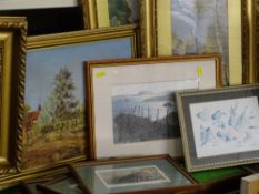 Mixed parcel of paintings and prints including North Wales framed engravings etc
