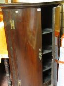 Antique oak twin door corner cupboard with 'H' hinges
