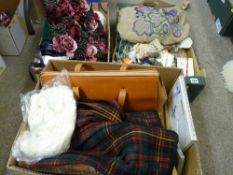 Mix of vintage linen, lace, haberdashery and bags etc