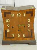 Art Deco style wood clock with hammer strike chiming movement