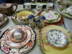 Mixed collection of decorative plates and cabinet ware etc including a Jones fruit decorated Aynsley