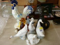 Four Nao duck and goose figurines, four further birds, various compositions and a stoneware black