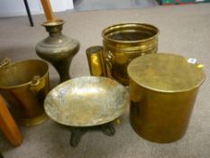 World War I German field canon shell casing dated August 1916 and one other, a Persian style brass