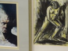 M P, '97 mixed media - study of a nude and a limited edition print of a gentleman