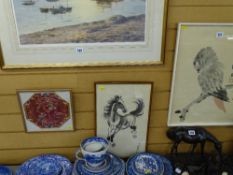 Three Oriental prints/silks