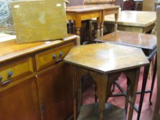 Inlaid hall table, pair of occasional tables, Long John coffee table, octagonal topped two tier