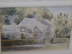 Unsigned watercolour - country house, 21 x 30 cms