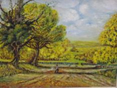 C PAGE 1966 oil on canvas - entitled 'This England' to label verso, 34 x 44 cms