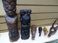Parcel of African carved animals and figures
