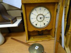 Unusual polished pendulum wall clock with painted dial