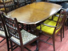 Stage Madrigal rectangular extending dining table with six (four plus two) spindlebacked chairs