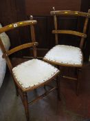 Pair of oak floral and stud upholstered bedroom chairs