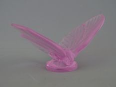 Lalique glass butterfly/moth ornament, etched to the reverse 'Lalique, France', 11 cms wide,
