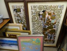 Pair of modern abstract prints and a quantity of other paintings/prints