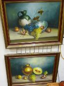T PUIZ oils on canvas, a pair - still life, 58 x 78 cms