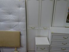3ft divan bed and mattress with headboard, a white suite of modern melamine bedroom furniture