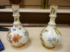 Fine pair of Royal Worcester floral decorated vases, no. 1163, 22 cms high