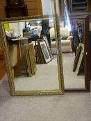 Excellent gilt framed wall mirror, 102 x 71 cms and a timber effect framed wall mirror